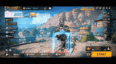 a screenshot of a game called free fire with a statue in the background