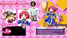 a character select screen for a video game shows three different characters