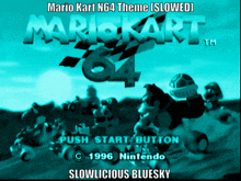 a screenshot of mario kart n64 theme slowed from 1996 nintendo