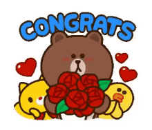 brown bear line cute congrats