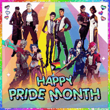 a group of people standing next to each other with the words happy pride month