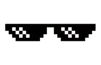 a pair of pixelated sunglasses with a checkered pattern on them on a white background .