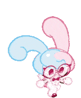 a cartoon character with glasses and a bow tie is a bunny rabbit .