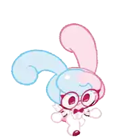 a cartoon character with glasses and a bow tie is a bunny rabbit .