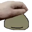 a pixel art drawing of a hand holding a green object .