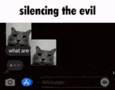 a screenshot of a text message with the words silencing the evil at the top