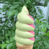 Ice Cream Dessert GIF - Ice Cream Dessert Pistachio And Raspberry Ice Cream GIFs