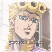 a cartoon of giorno solo de helen with a purple shirt