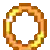a pixel art drawing of a life preserver with a cross in the middle .