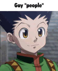a picture of a boy with the words gay " people " on it