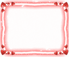 a pink frame with red hearts on the edges