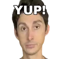 a man with the word yup written on his forehead