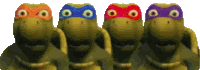 four turtles with different masks on their faces