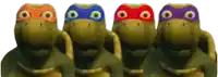 four turtles with different masks on their faces
