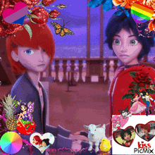 a collage of cartoon characters with the words kiss picmix