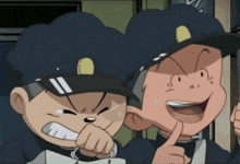 a couple of cartoon characters with one pointing