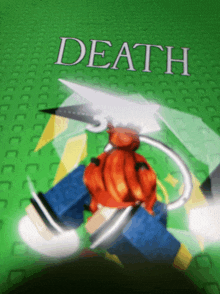 the word death is on a green background with a cartoon character