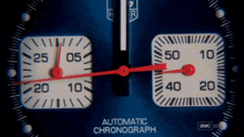 a close up of an automatic chronograph watch face