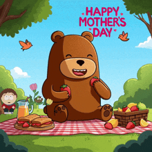 a happy mother 's day greeting card with a bear