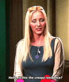 Friends Phoebe Buffay GIF - Friends Phoebe Buffay Hello Is This The Creepy Residence GIFs