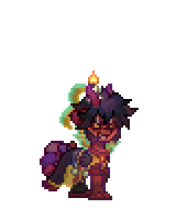 a pixel art of a pony with a lantern on its head and a lantern on its back .