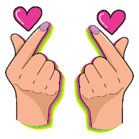 a cartoon drawing of two hands making a heart sign