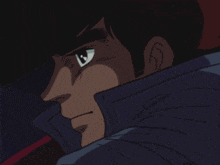 a person in a blue cape is standing in the grass at night