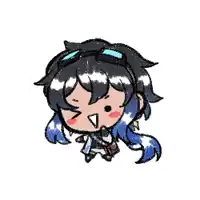 a cartoon drawing of a girl with blue hair and goggles .