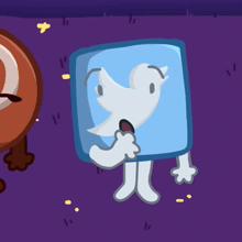 a cartoon character with a twitter logo on it 's face