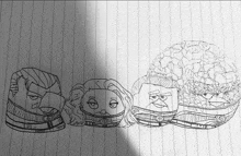 a black and white drawing of angry birds on a sheet of paper