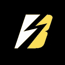 a white and yellow lightning bolt on a black background