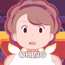 a cartoon of a woman with the words oh no written below her