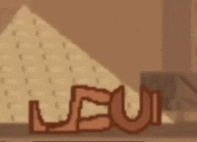 a cartoon drawing of a pyramid and the word leu .