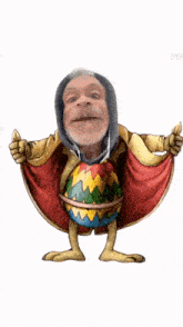 a cartoon character is holding an easter egg
