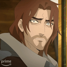 a close up of a man 's face with an amazon prime arrow in the corner