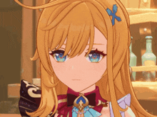 a close up of a girl 's face with the letter c in the corner