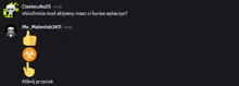 a screenshot of a conversation between ciasteczko25 and mateotek3411