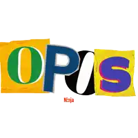 the word opus is written on a yellow and blue piece of paper
