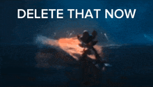 a picture of a cartoon character with the words delete that now
