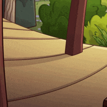 a cartoon drawing of a staircase leading up to a building
