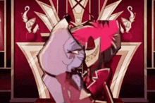 a cartoon character is giving a fist bump in front of a red background .