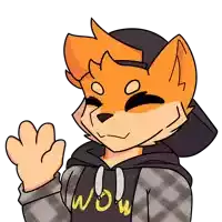 a cartoon drawing of a furry character wearing a hoodie that says wow