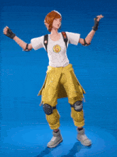 a girl in a white shirt with the number 6 on it is dancing