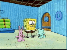 spongebob and patrick working out