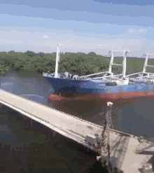 Ship Crashes Bridge GIF - Ship Crashes Bridge Ship GIFs