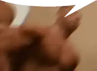 a blurred image of a person 's hand with a white speech bubble above it