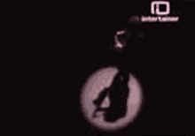 a silhouette of a person standing in front of a pink circle with entertainment written on the bottom .