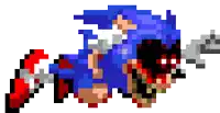 a pixel art drawing of sonic the hedgehog with a red tail