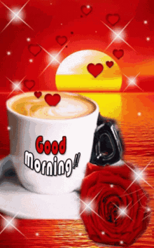good morning coffee sunrise hearts