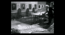 a black and white photo of a tiger rug